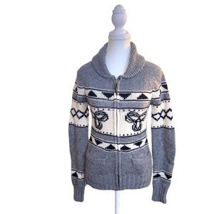 Aritiza TNA - Sea To Sky 100% Lambswool Sweater Cowichan Zip Up